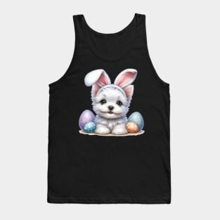 Puppy West Highland White Terrier Bunny Ears Happy Easter Day Tank Top